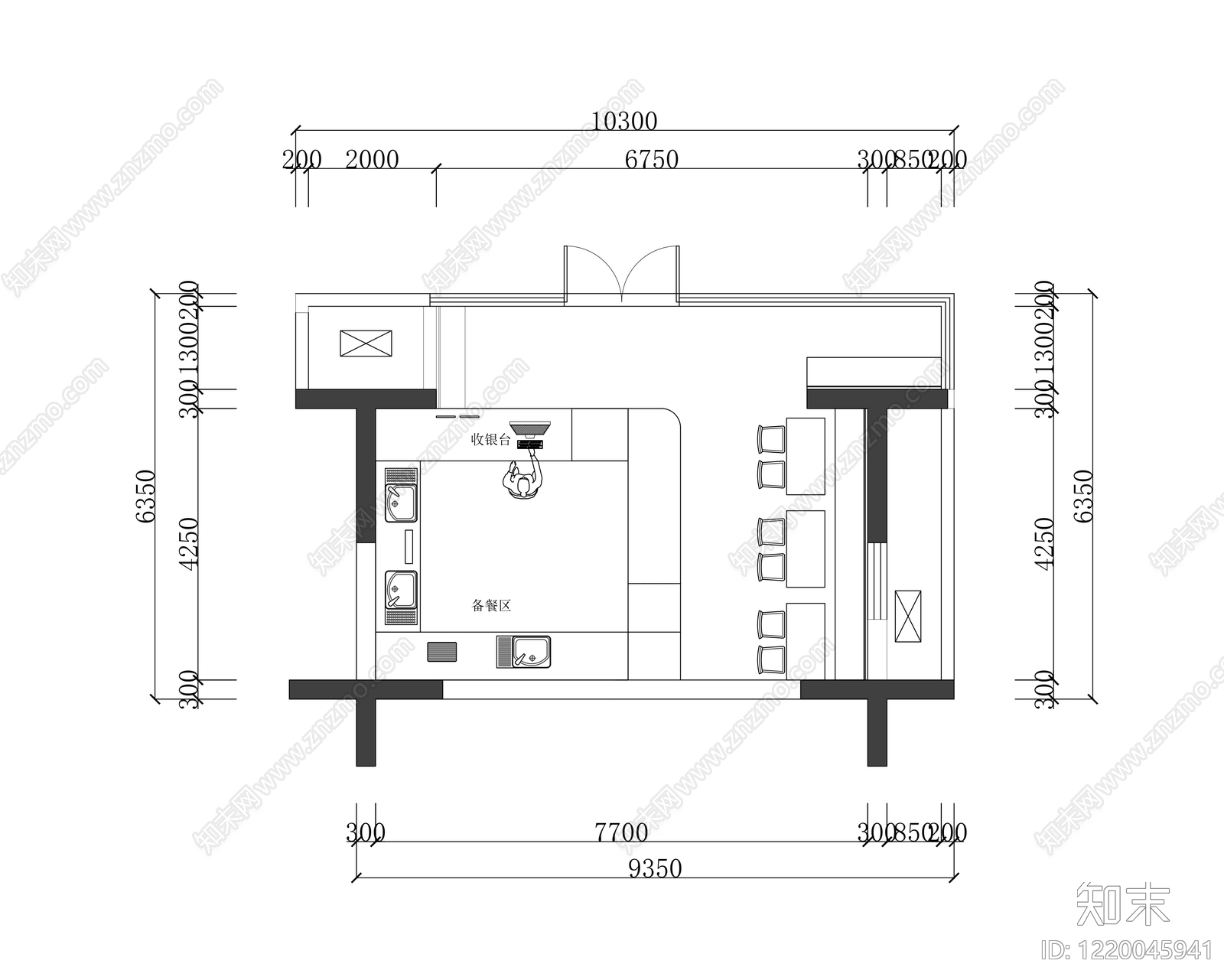 奶茶店cad施工图下载【ID:1220045941】