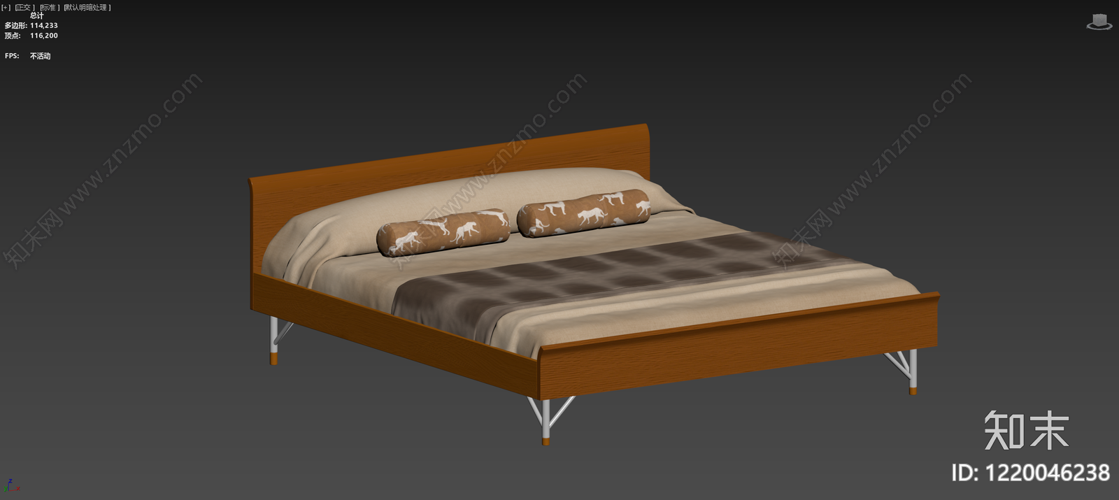 北欧双人床3D模型下载【ID:1220046238】