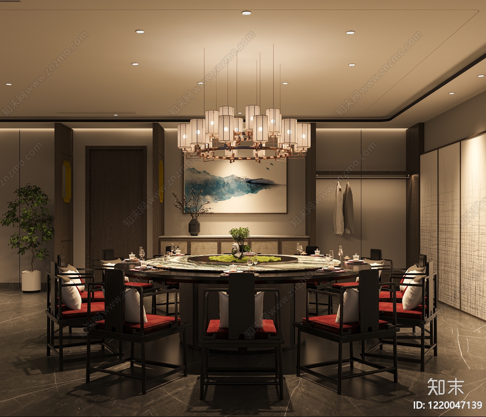 新中式包厢3D模型下载【ID:1220047139】