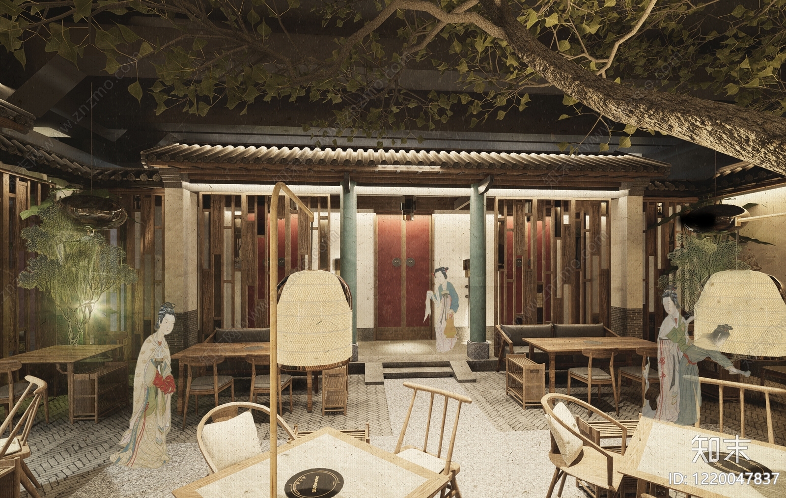 新中式火锅店SU模型下载【ID:1220047837】