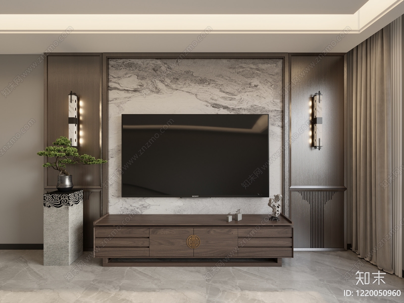 新中式家居客厅3D模型下载【ID:1220050960】