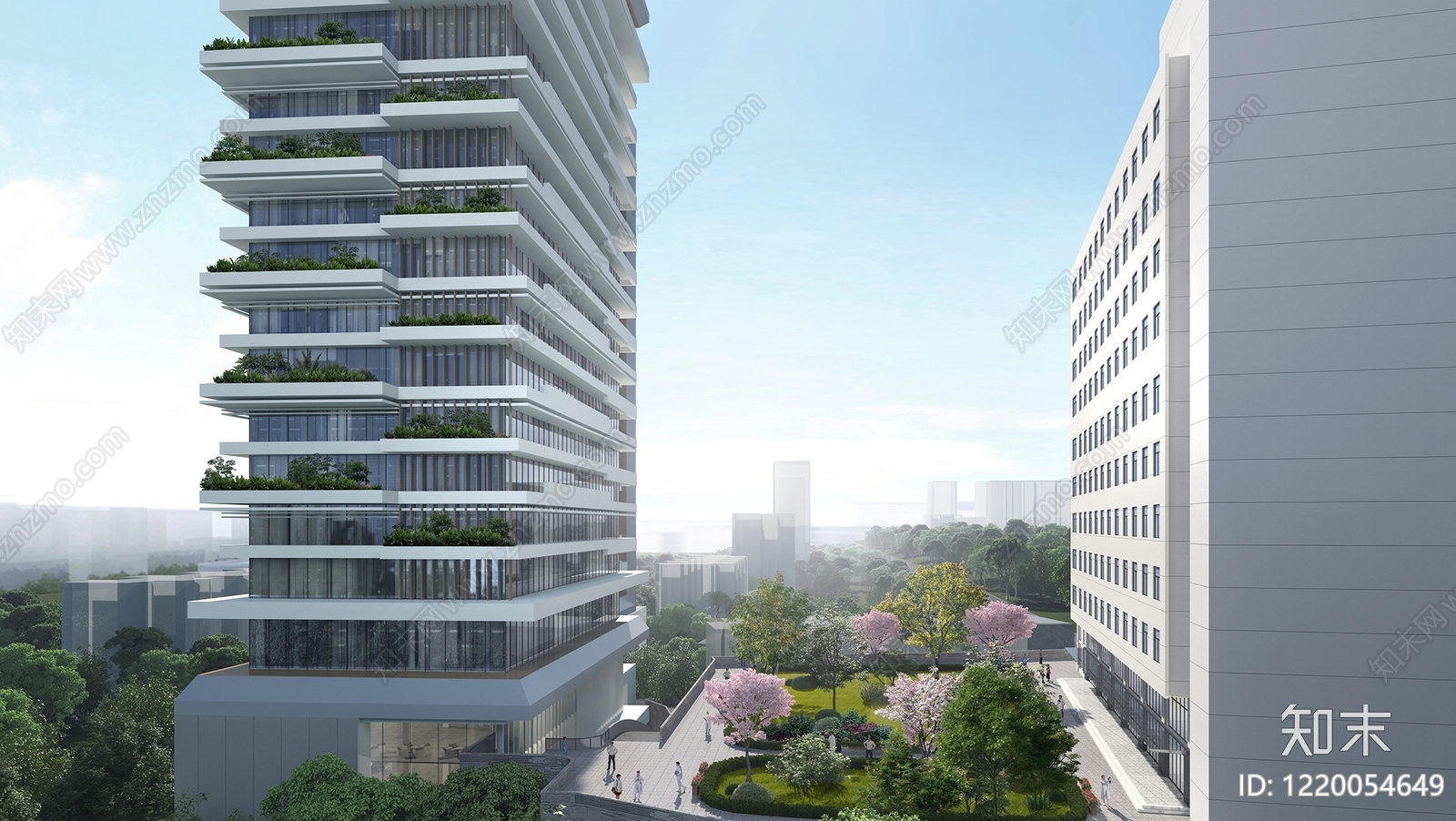 现代主义产业园办公楼3D模型下载【ID:1220054649】