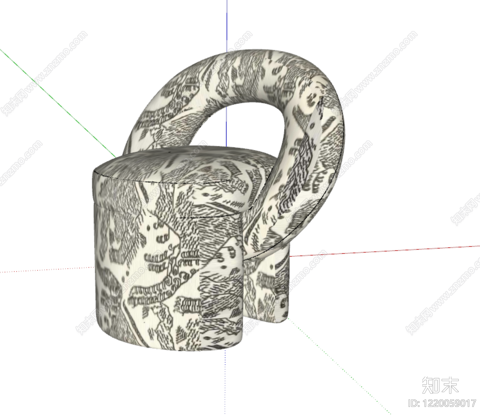 新中式休闲椅SU模型下载【ID:1220059017】