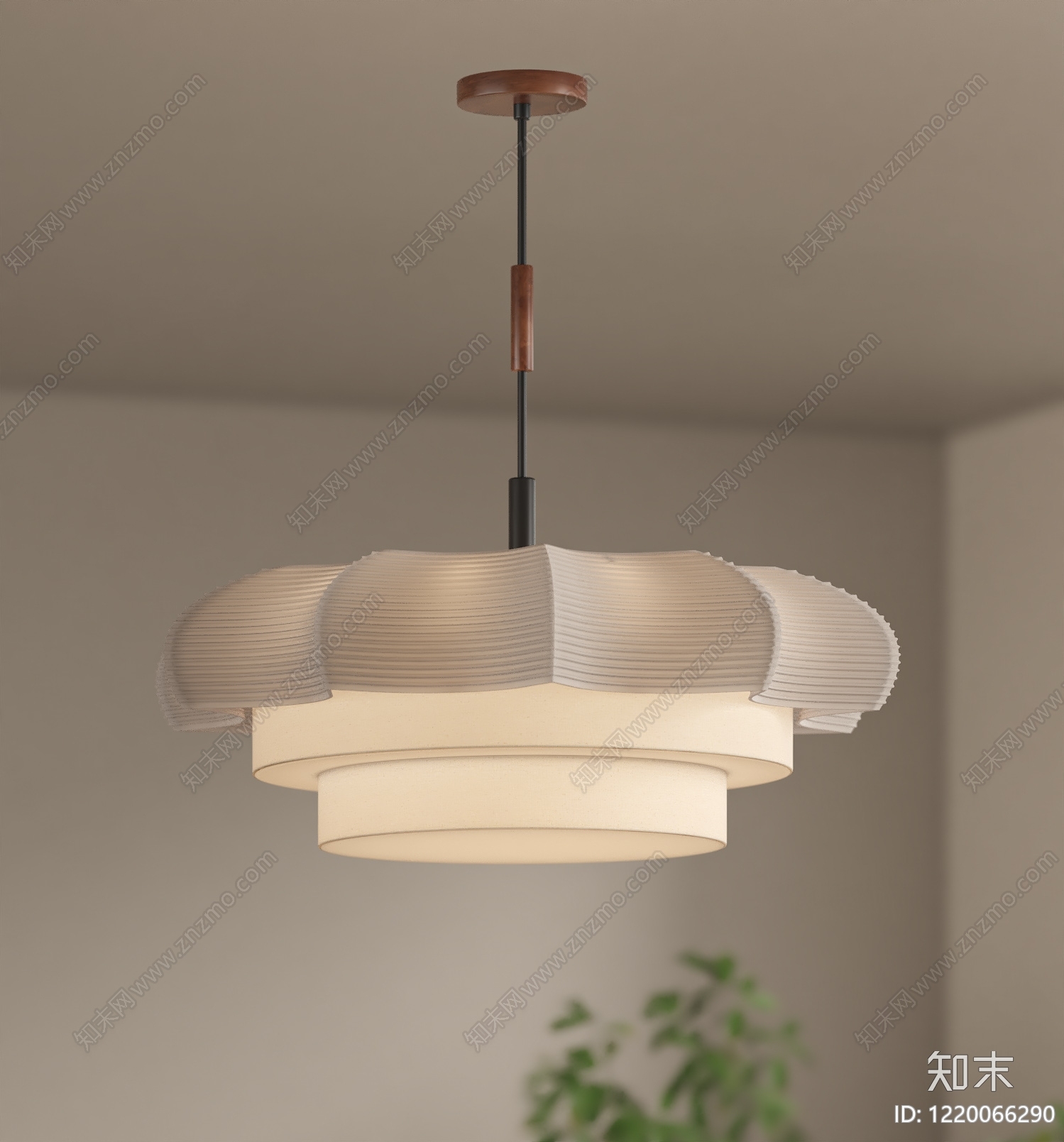 日式艺术吊灯3D模型渲染效果图