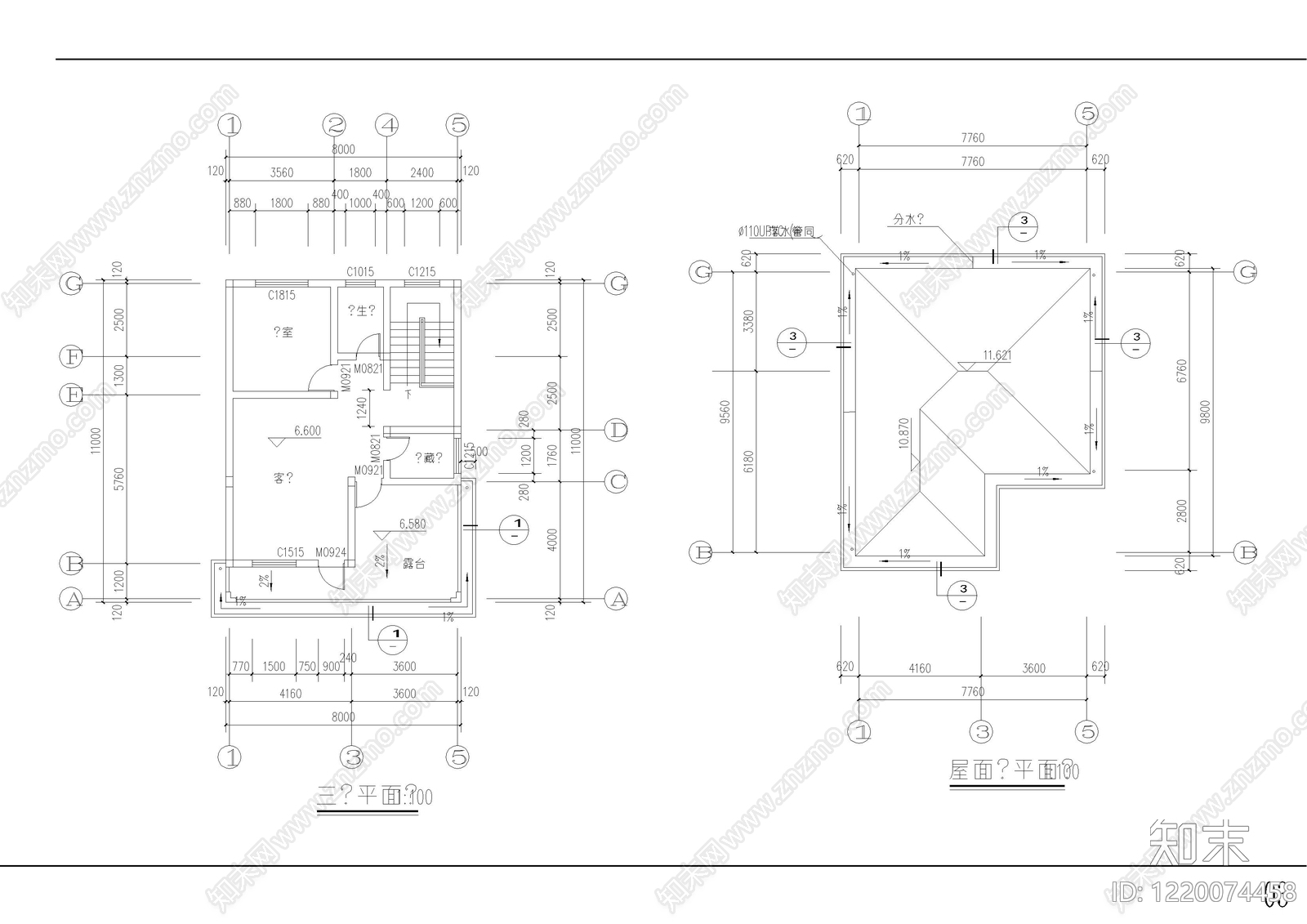 别墅建筑cad施工图下载【ID:1220074458】
