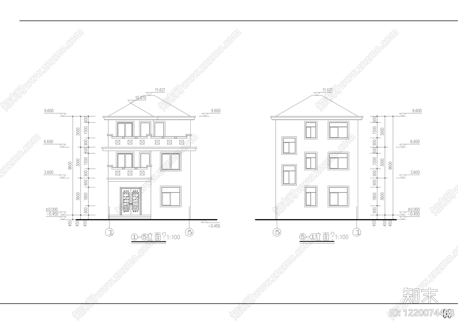 别墅建筑cad施工图下载【ID:1220074458】
