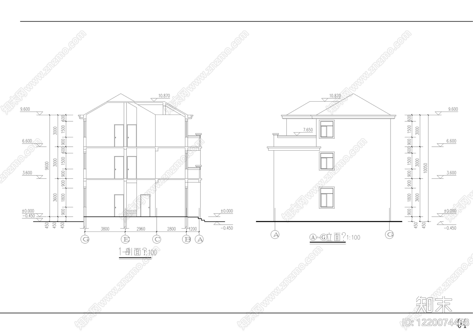 别墅建筑cad施工图下载【ID:1220074458】