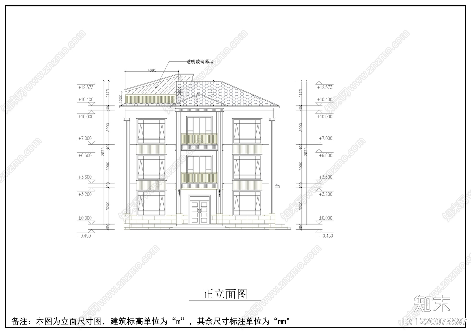 别墅建筑cad施工图下载【ID:1220075897】