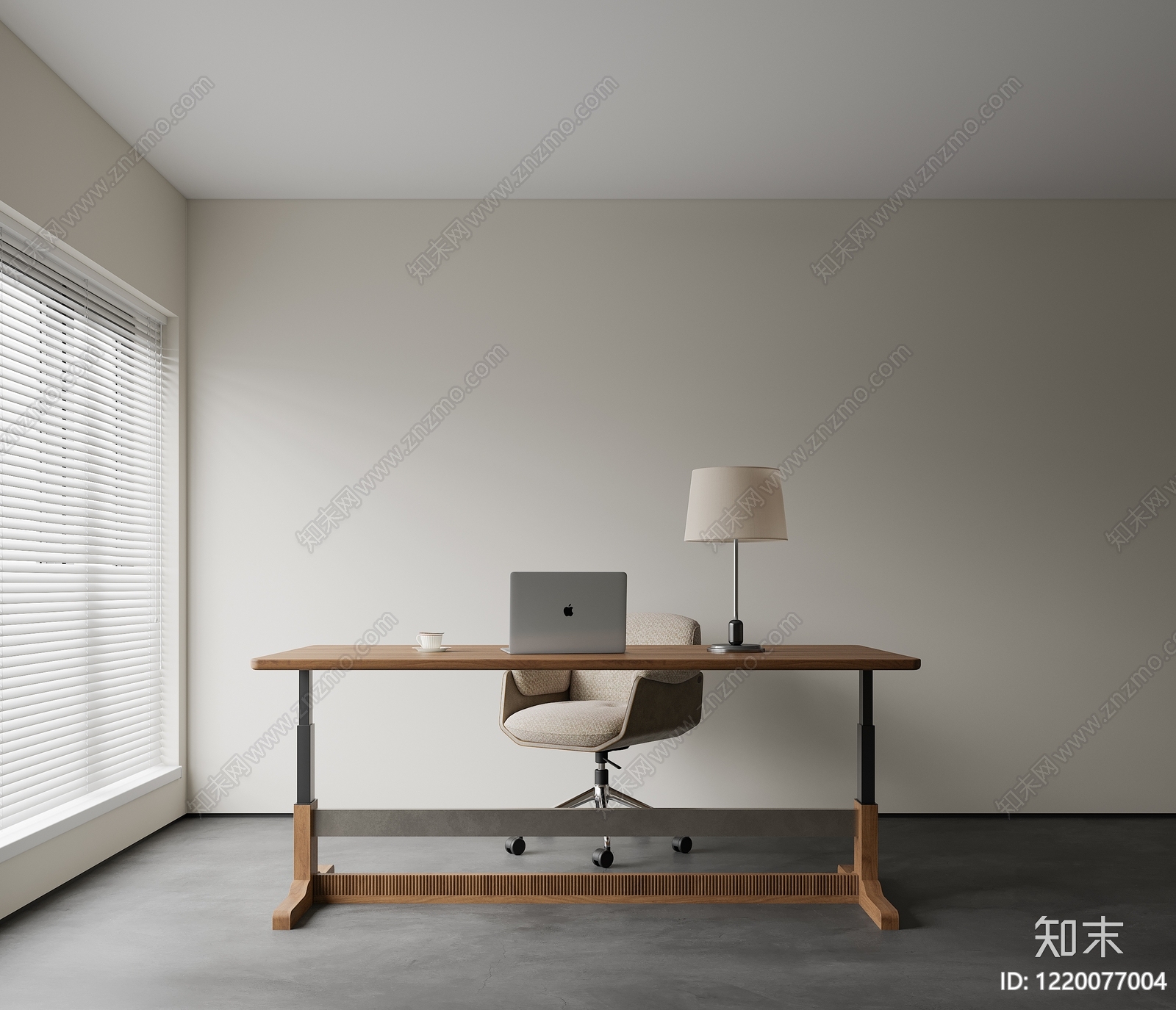 极简书桌椅3D模型渲染效果图