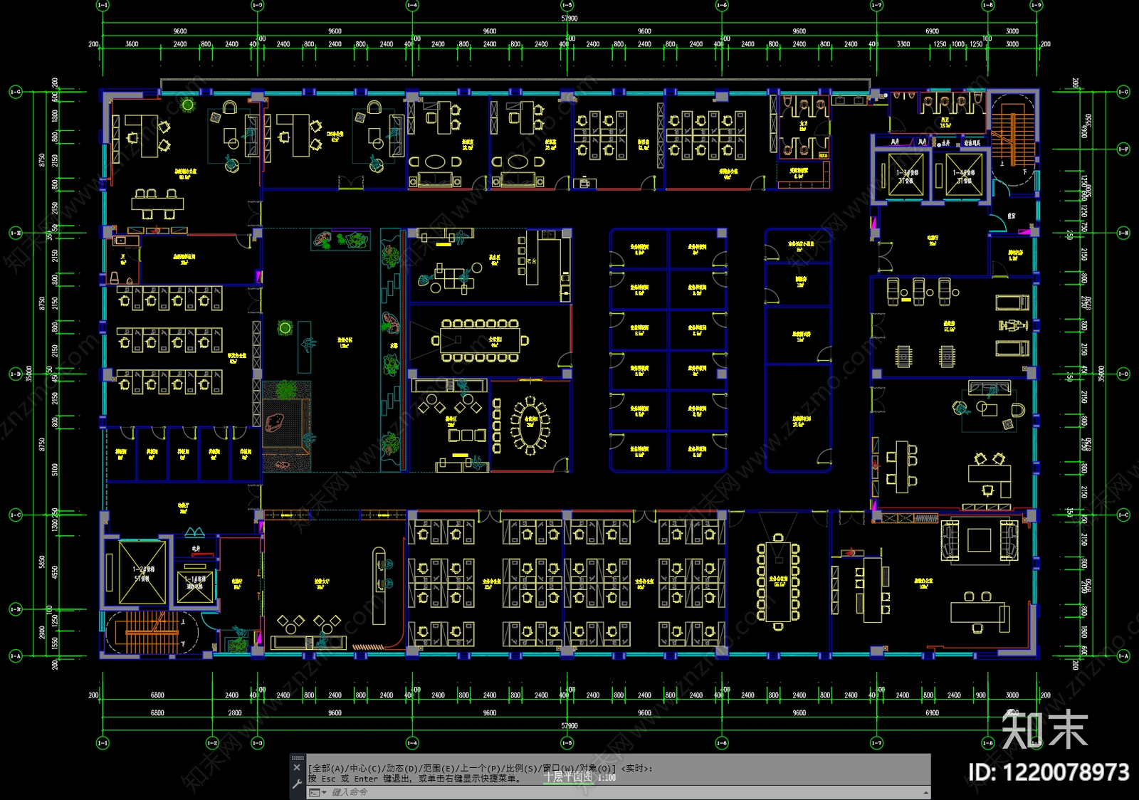 整体办公空间cad施工图下载【ID:1220078973】