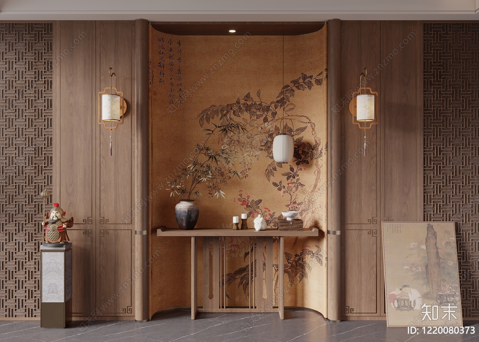 新中式玄关3D模型下载【ID:1220080373】