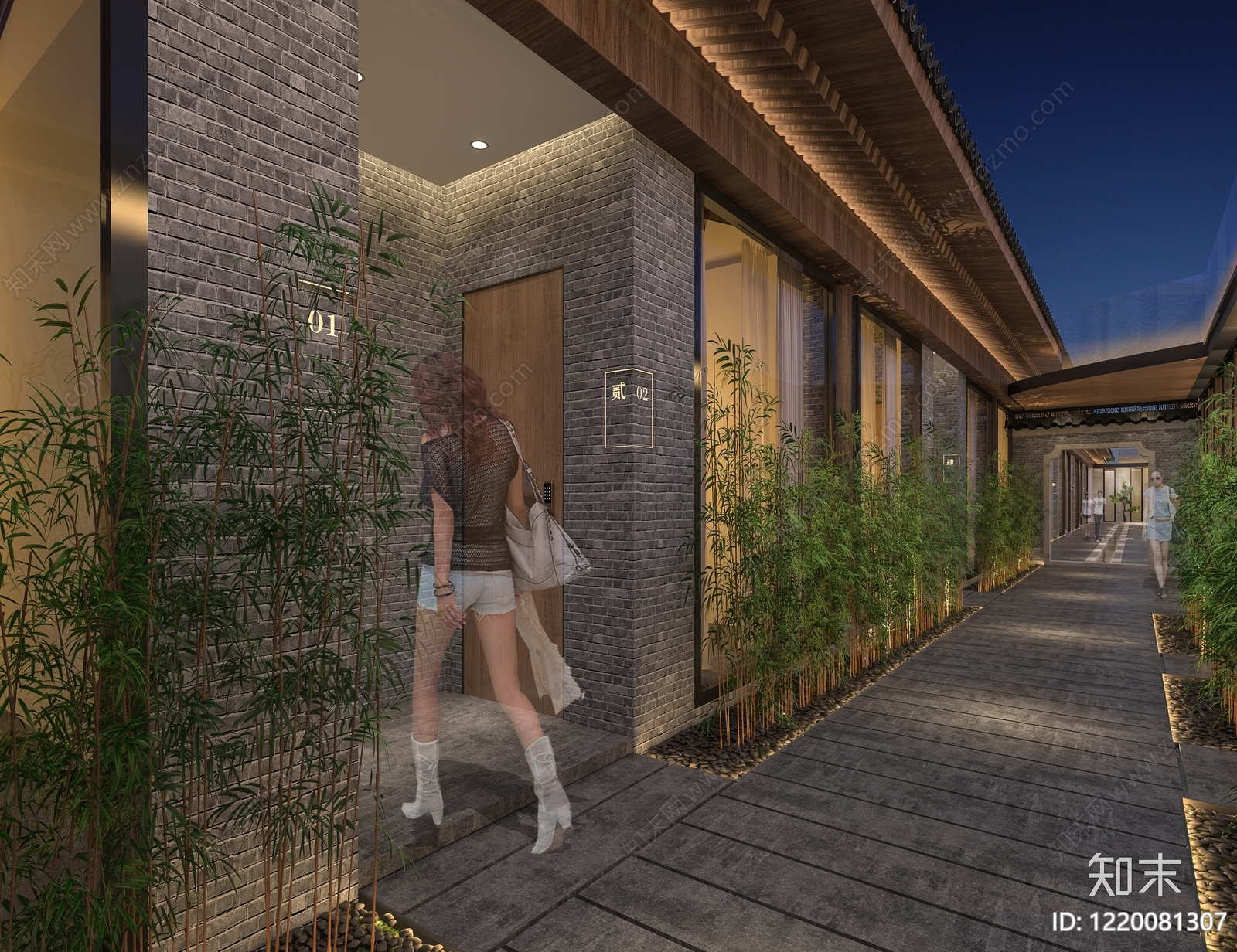新中式民宿3D模型下载【ID:1220081307】