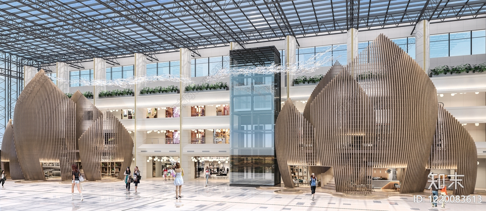 现代主义商场3D模型渲染效果图