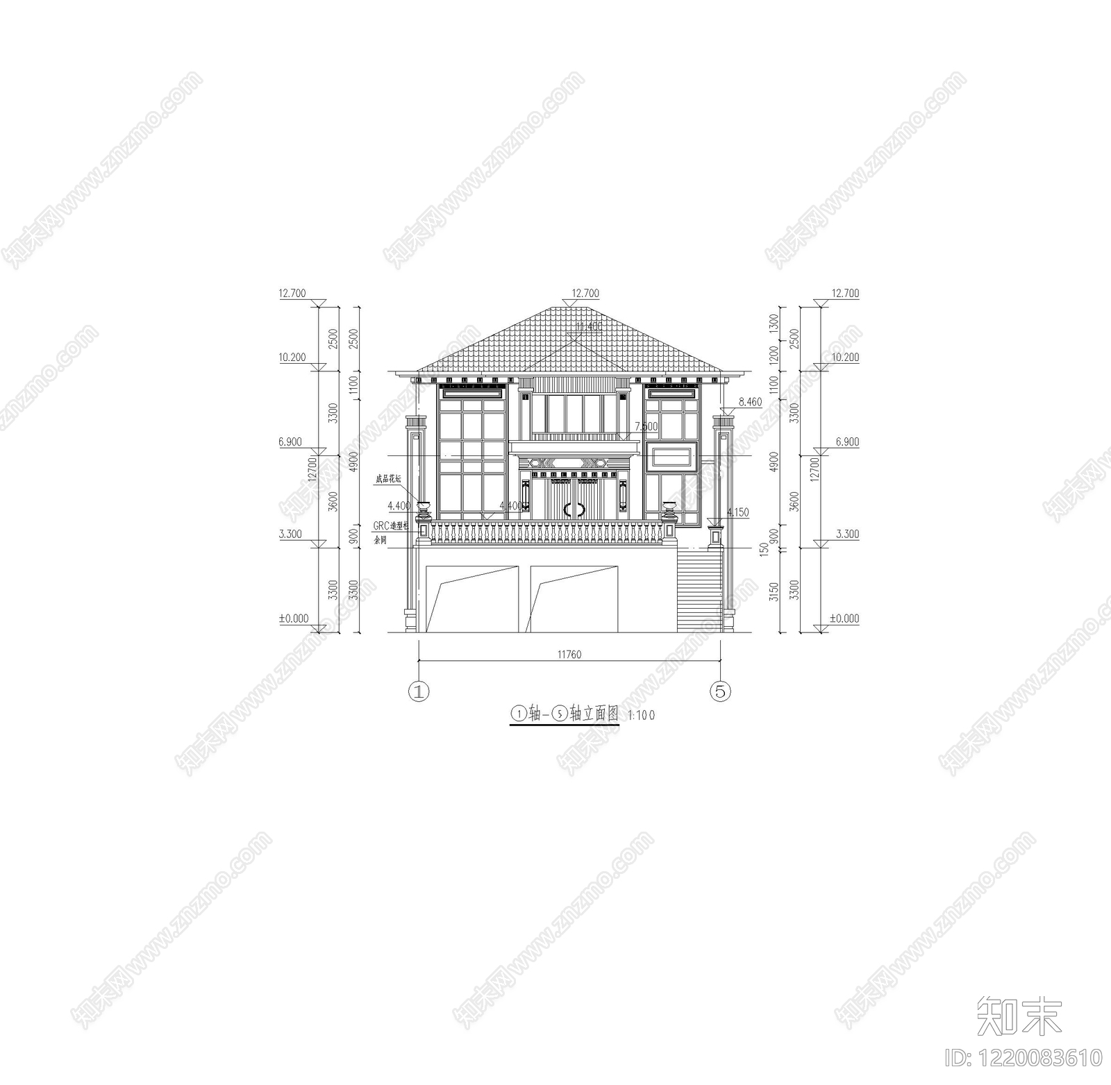 别墅建筑cad施工图下载【ID:1220083610】