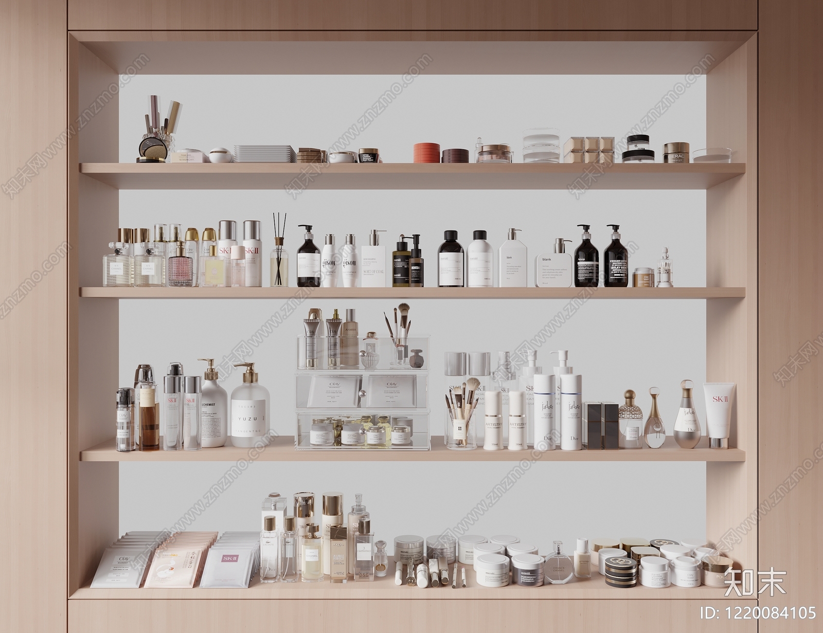 日式化妆品展台3D模型渲染效果图