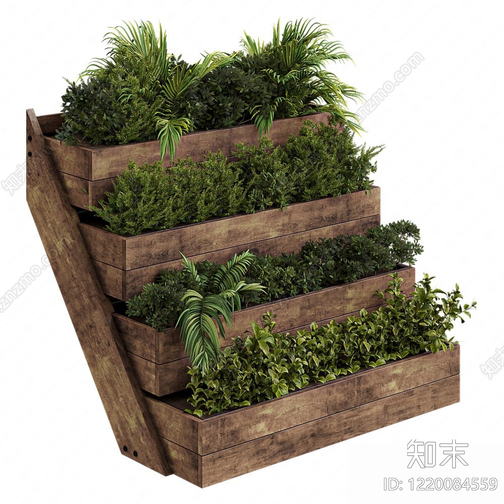 复古绿植摆件3D模型渲染效果图