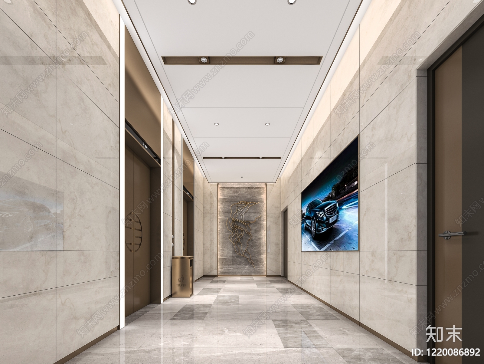 新中式电梯间3D模型下载【ID:1220086892】