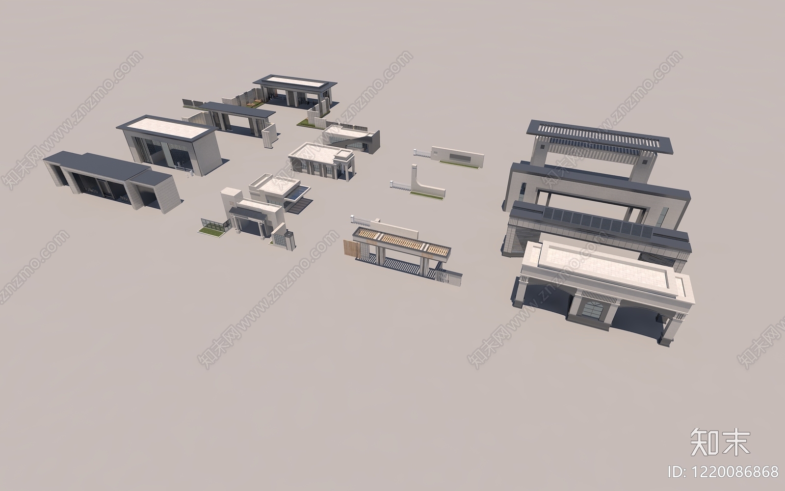 现代主义大门3D模型渲染效果图