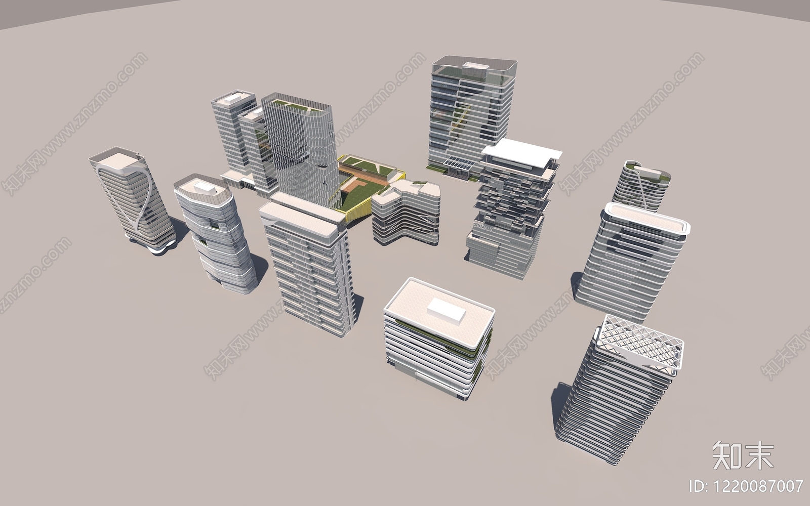 现代主义写字楼3D模型渲染效果图