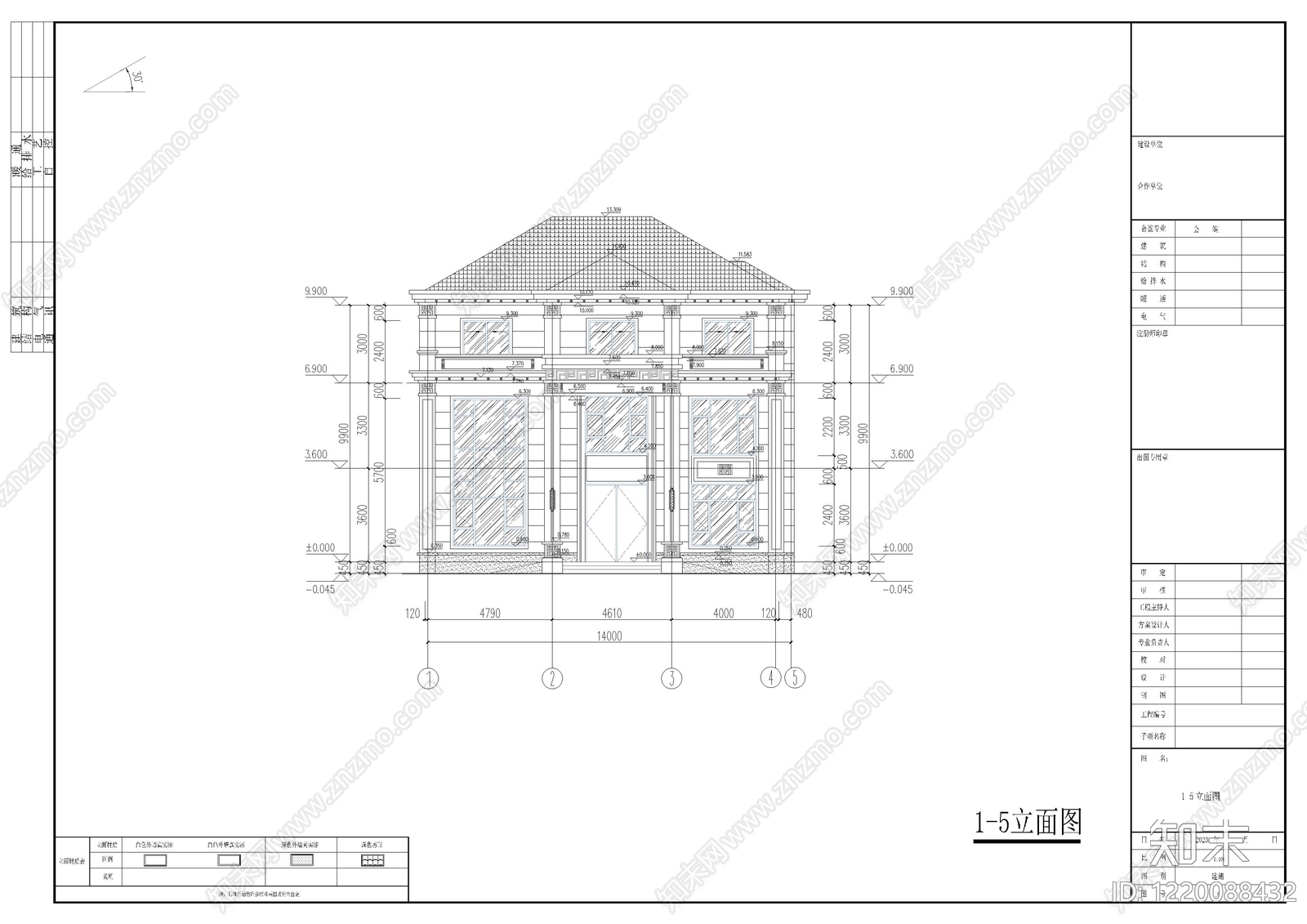 别墅建筑cad施工图下载【ID:1220088432】