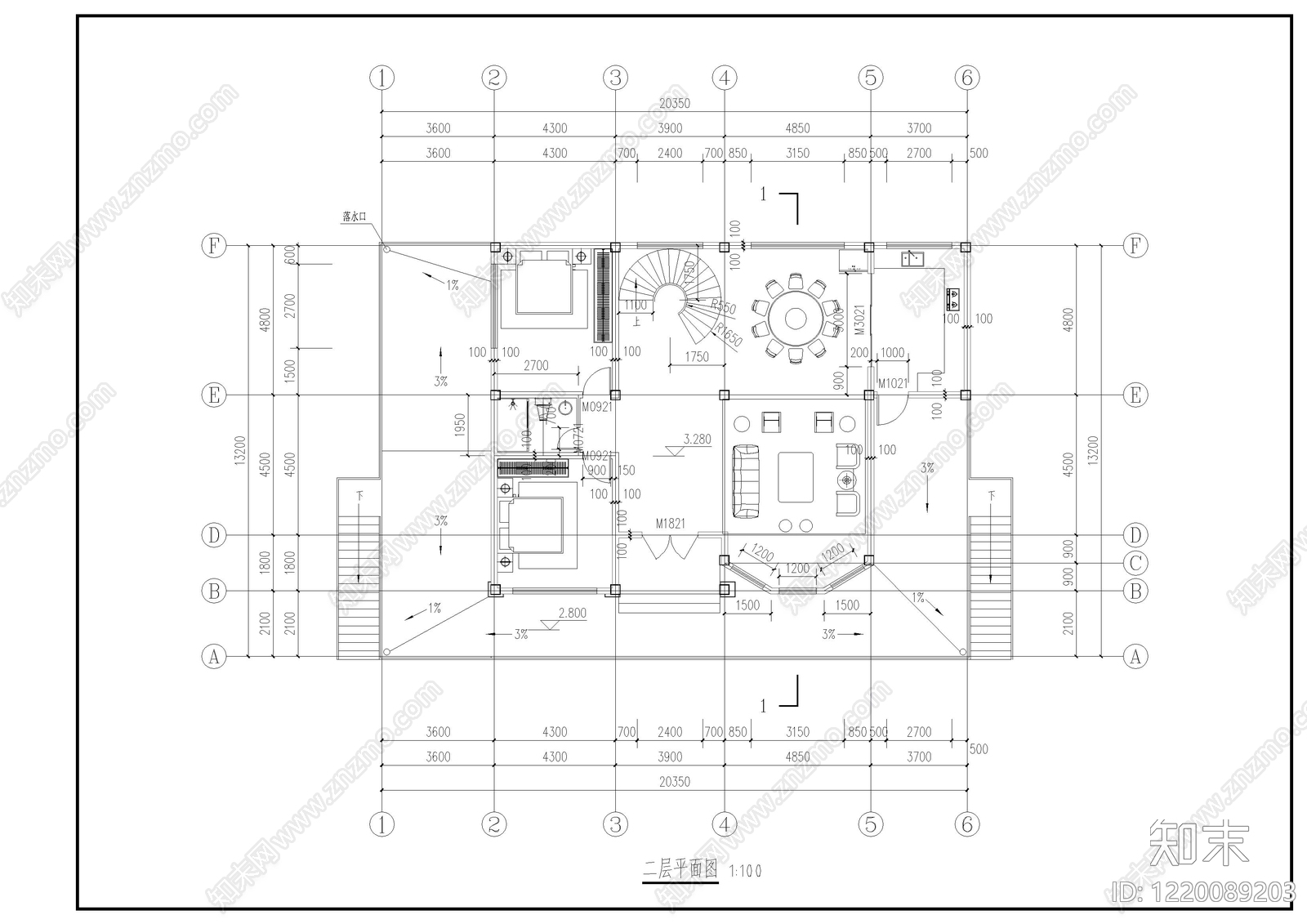 别墅建筑cad施工图下载【ID:1220089203】