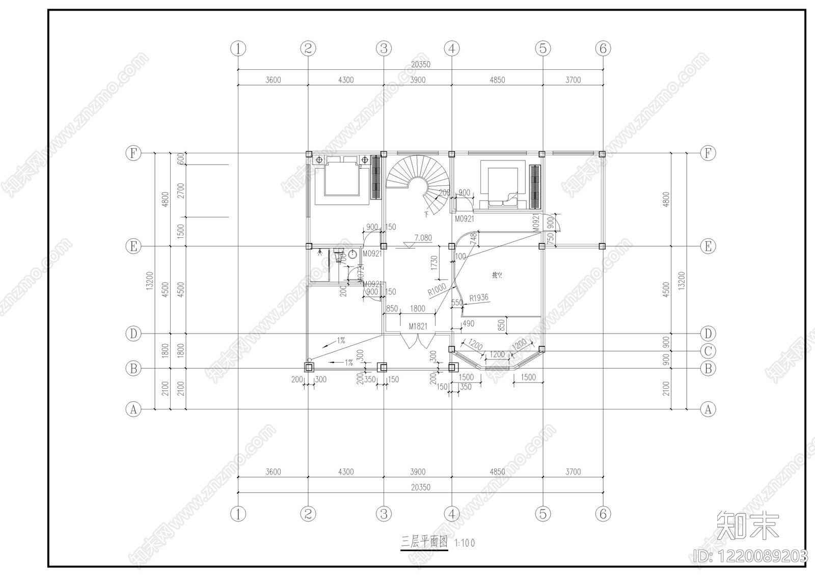 别墅建筑cad施工图下载【ID:1220089203】