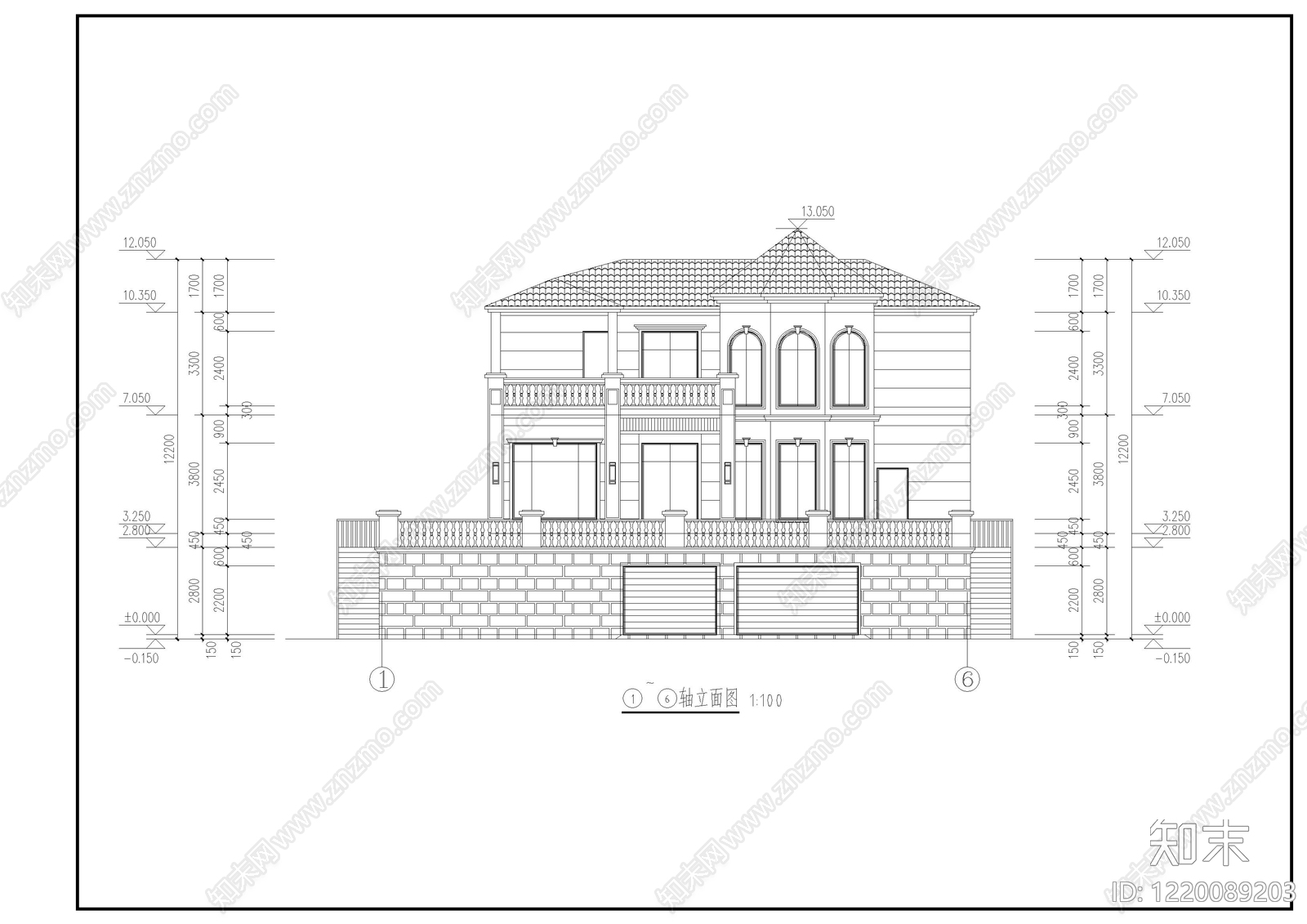 别墅建筑cad施工图下载【ID:1220089203】