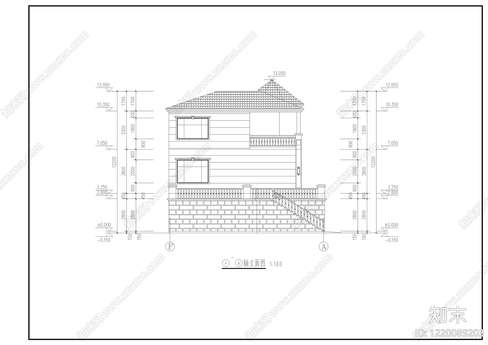 别墅建筑cad施工图下载【ID:1220089203】