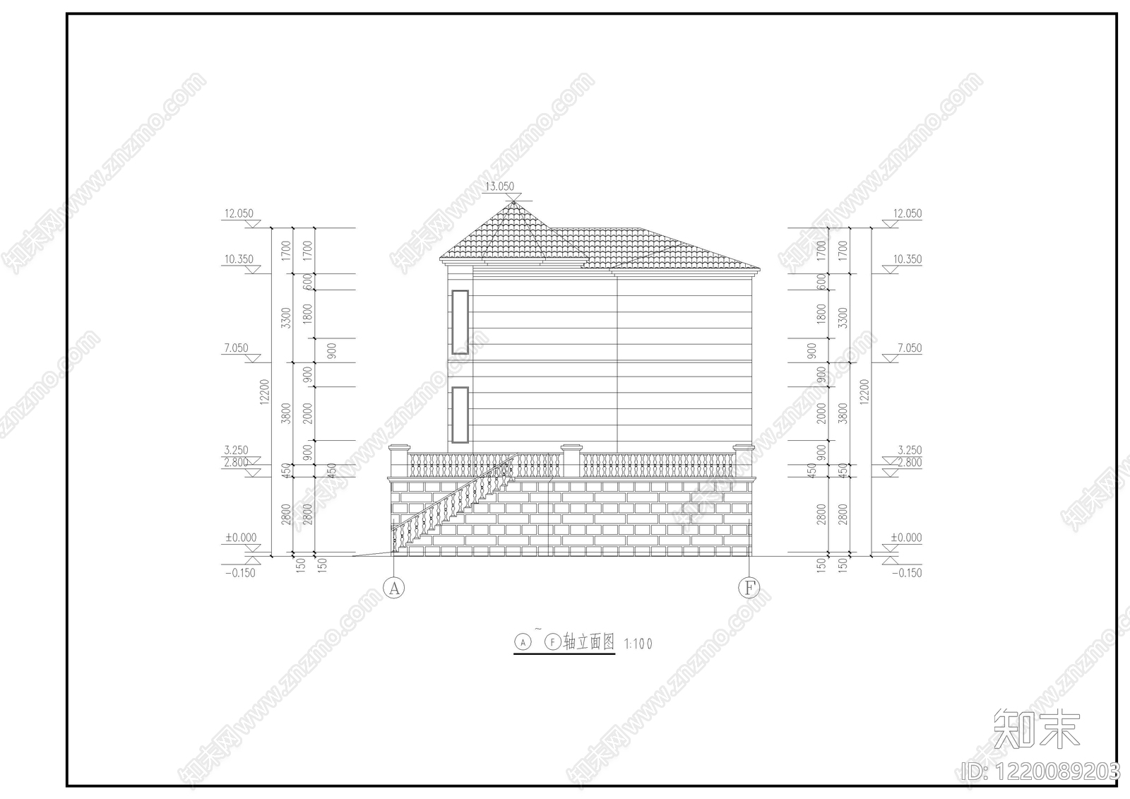 别墅建筑cad施工图下载【ID:1220089203】