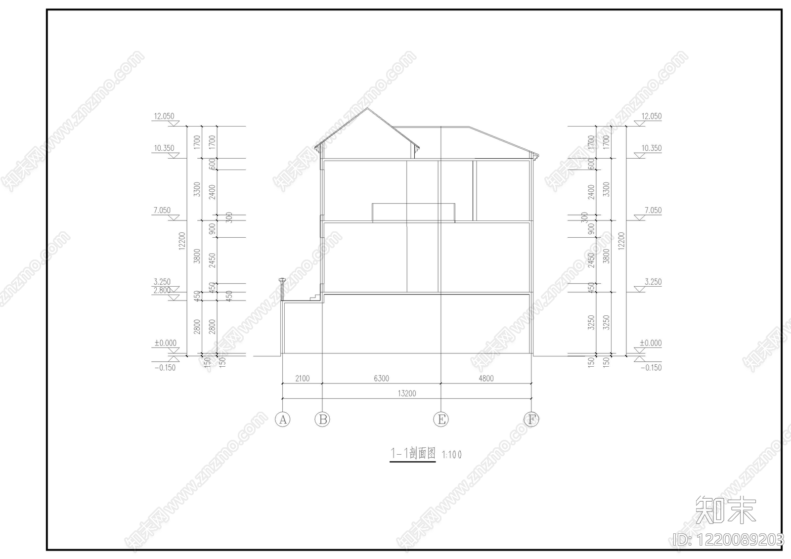 别墅建筑cad施工图下载【ID:1220089203】