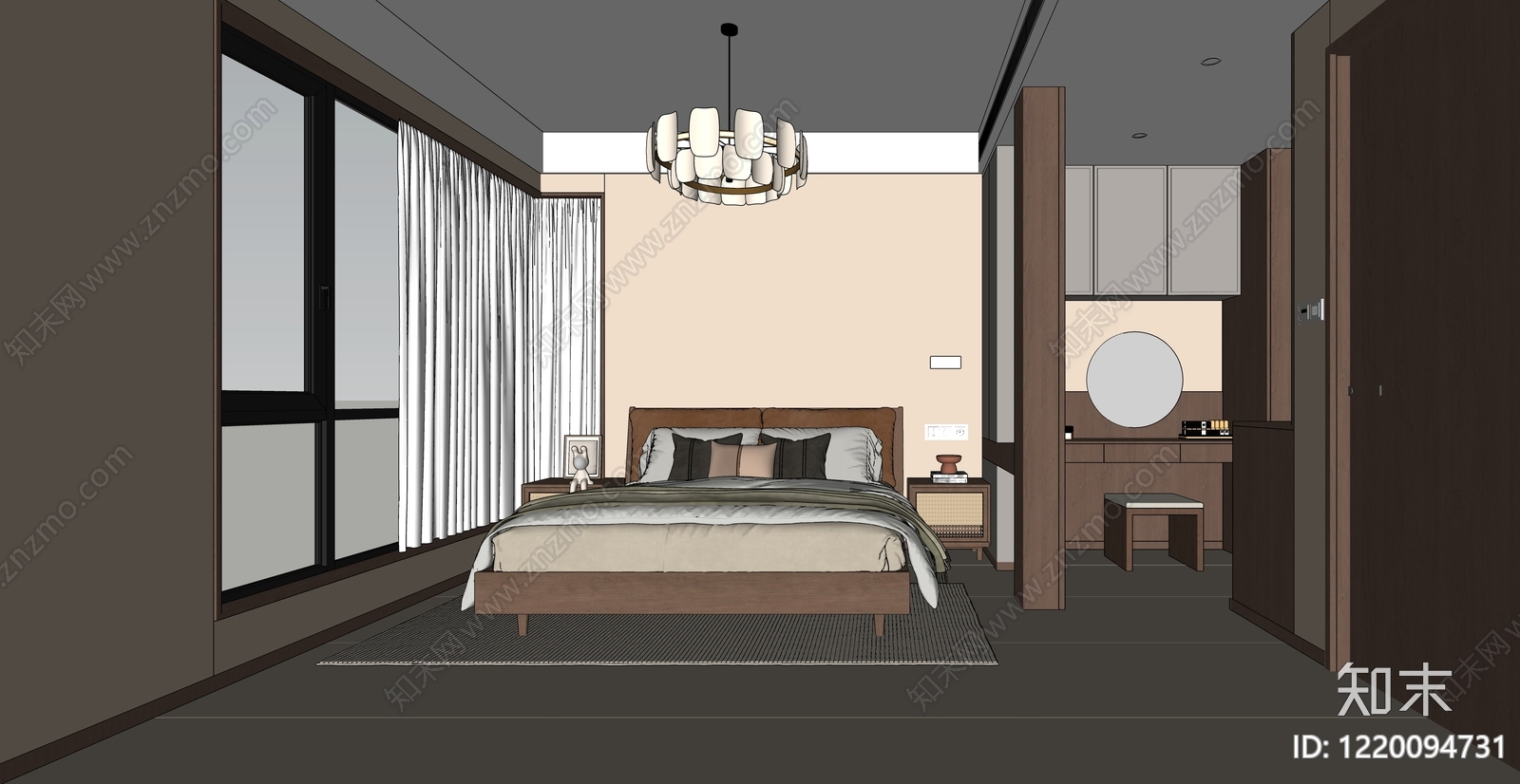 原木风套房卧室SU模型下载【ID:1220094731】
