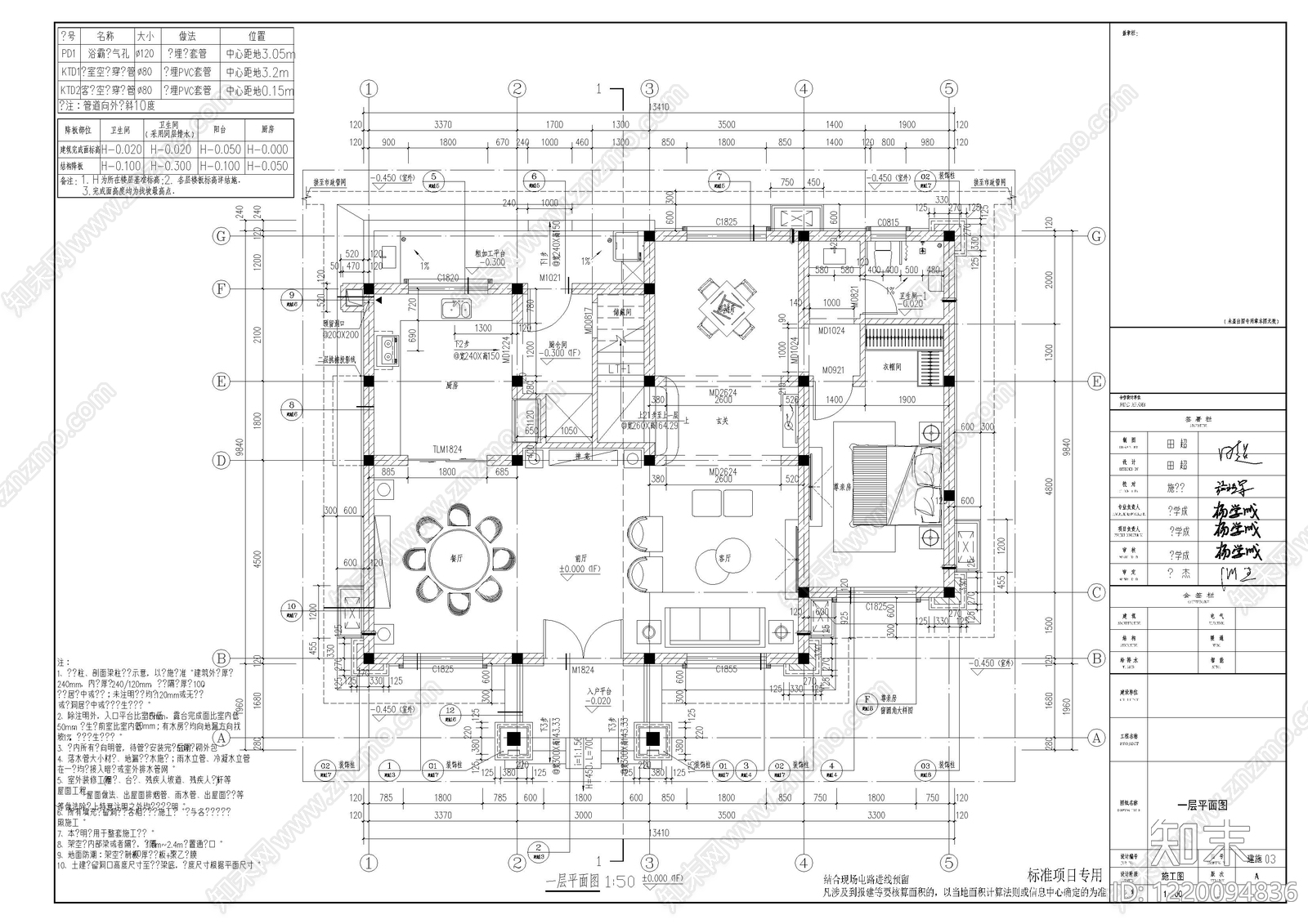 别墅建筑cad施工图下载【ID:1220094836】
