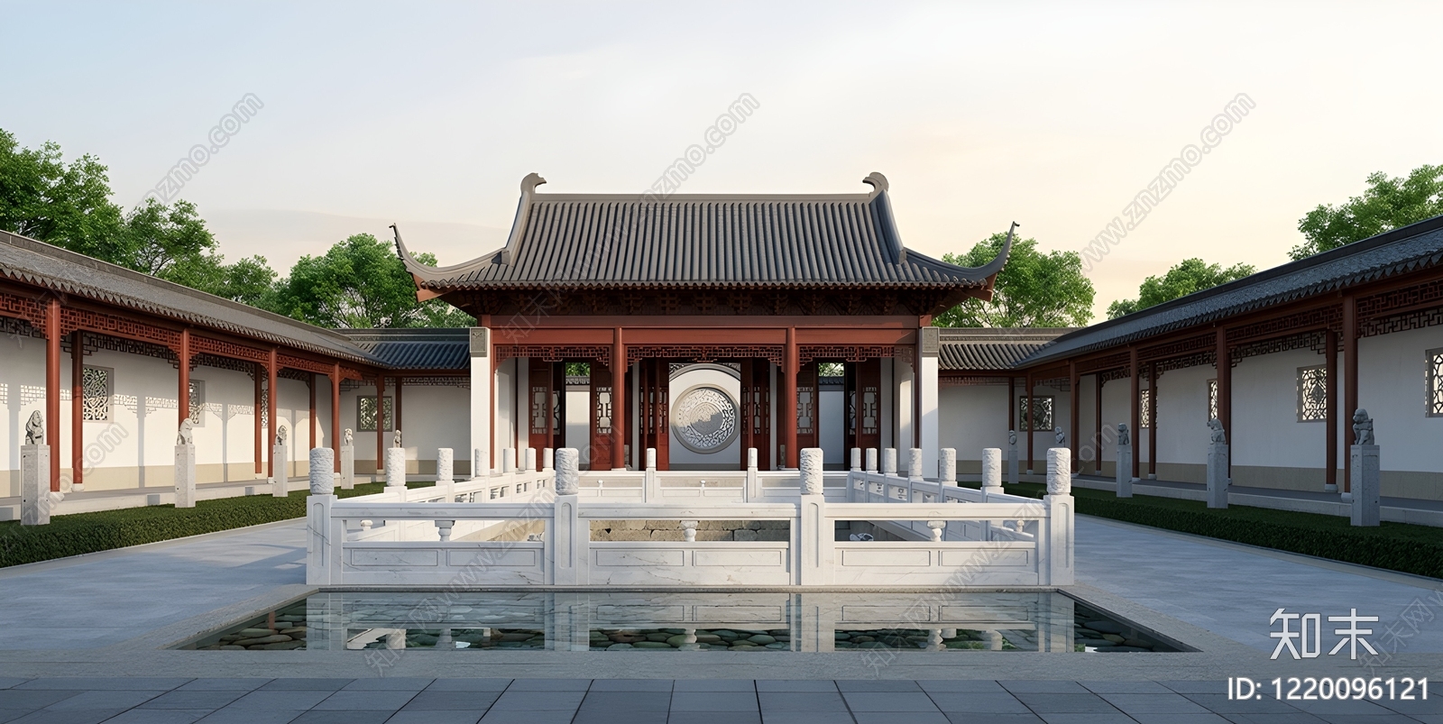 传统园林风格四合院SU模型草图