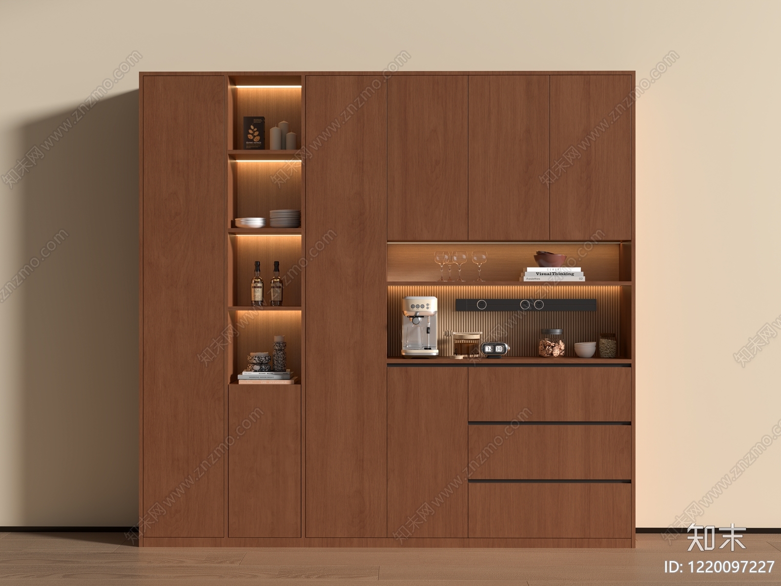 极简酒柜3D模型下载【ID:1220097227】