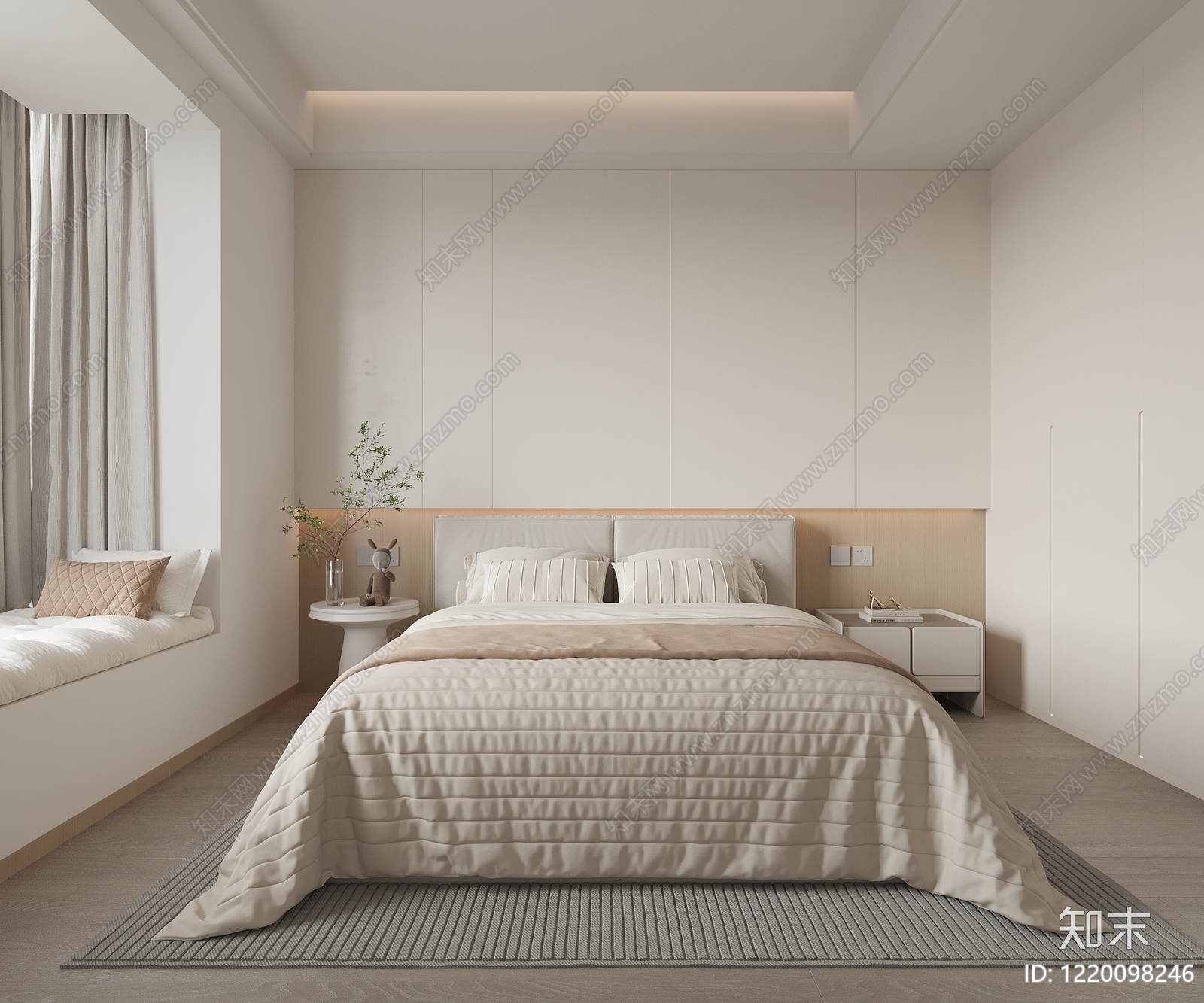 奶油风家居卧室SU模型下载【ID:1220098246】