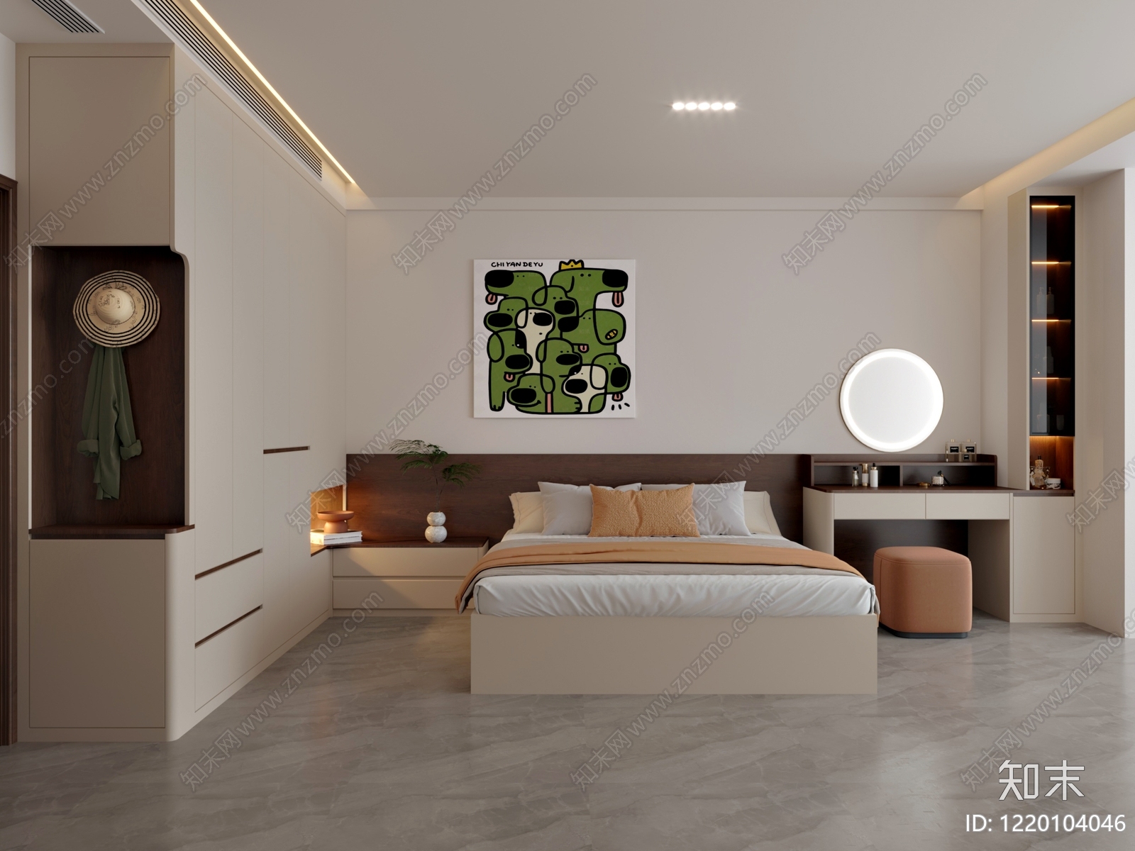 现代简约家居卧室3D模型下载【ID:1220104046】