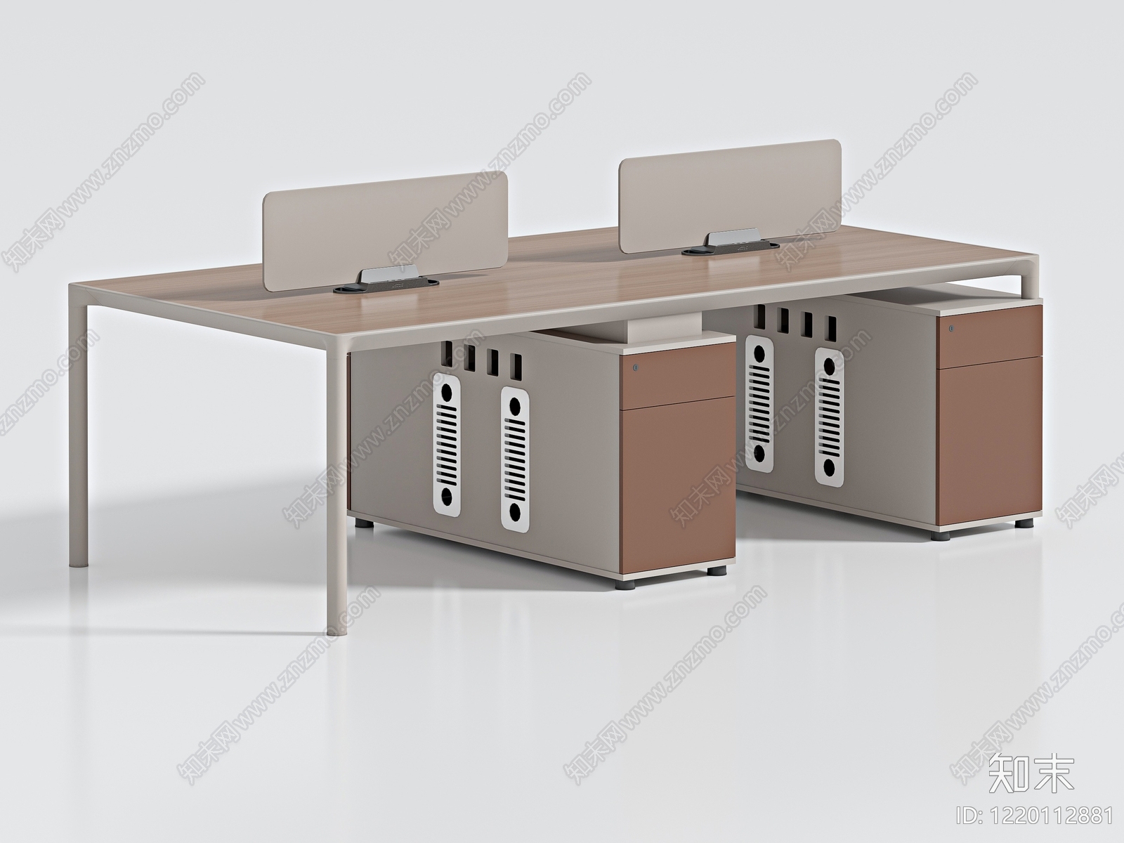 现代简约办公桌3D模型渲染效果图