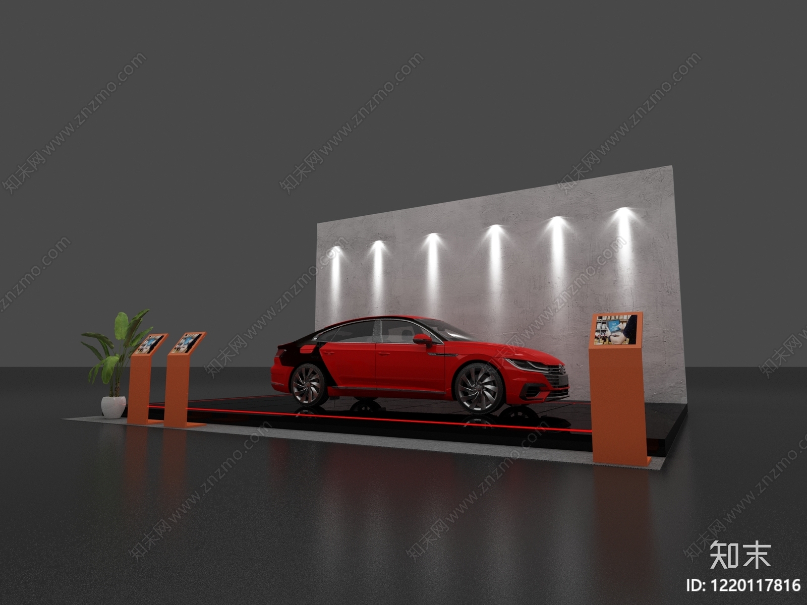 极简主义汽车展台3D模型渲染效果图