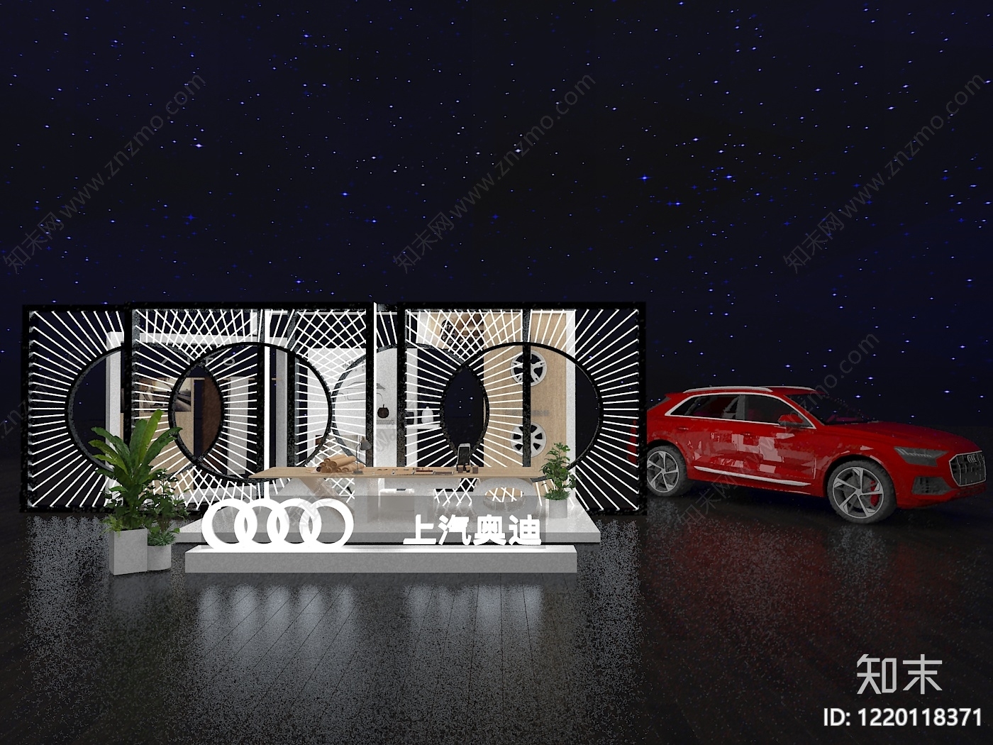 极简主义汽车展厅3D模型渲染效果图