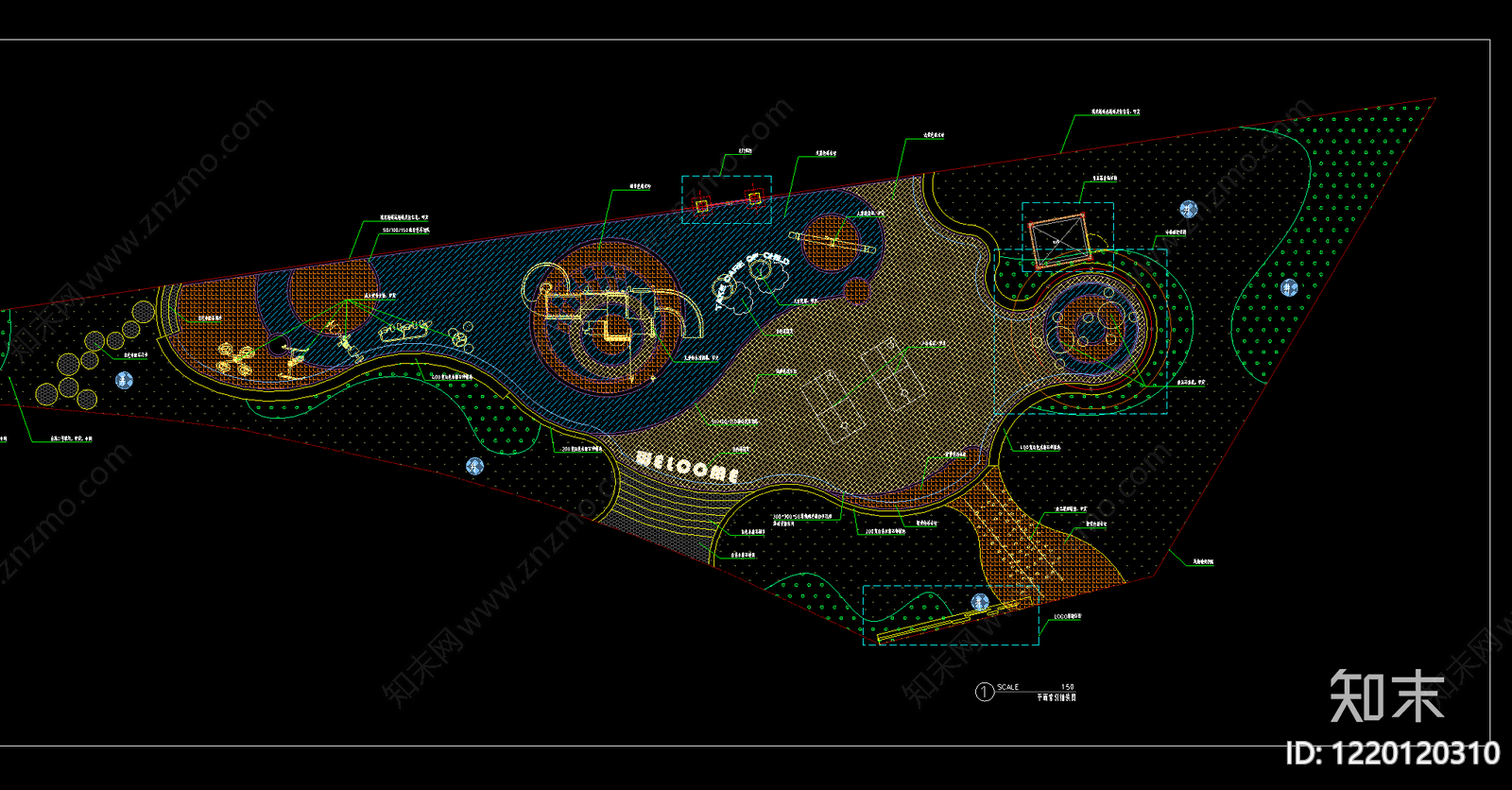 口袋公园cad施工图下载【ID:1220120310】