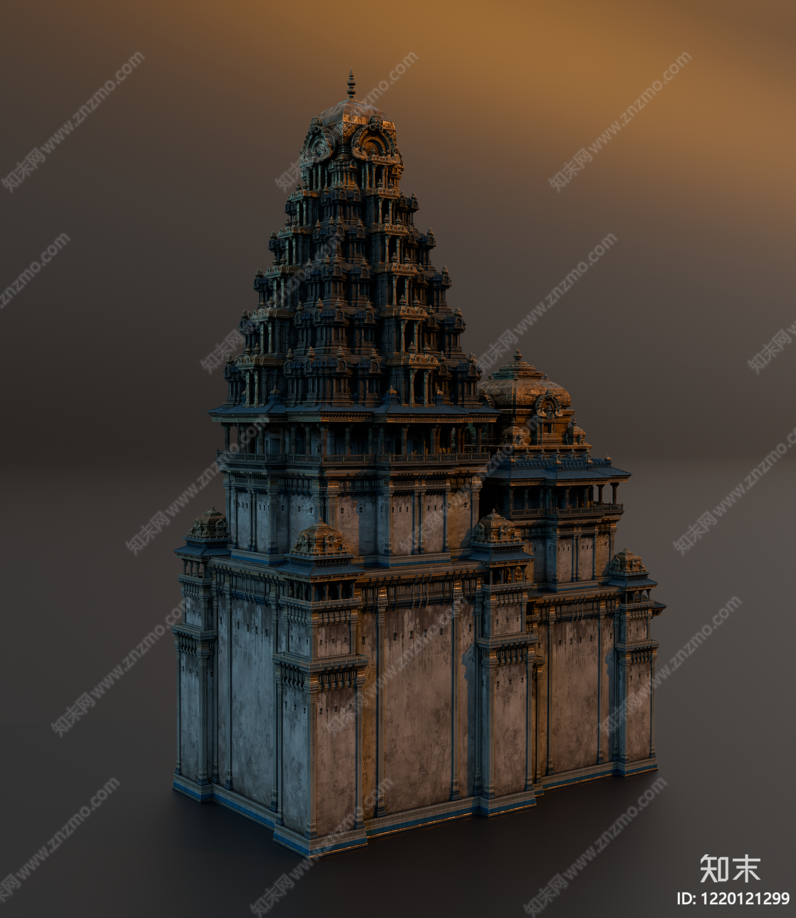 南印度神庙风格寺庙建筑SU模型下载【ID:1220121299】