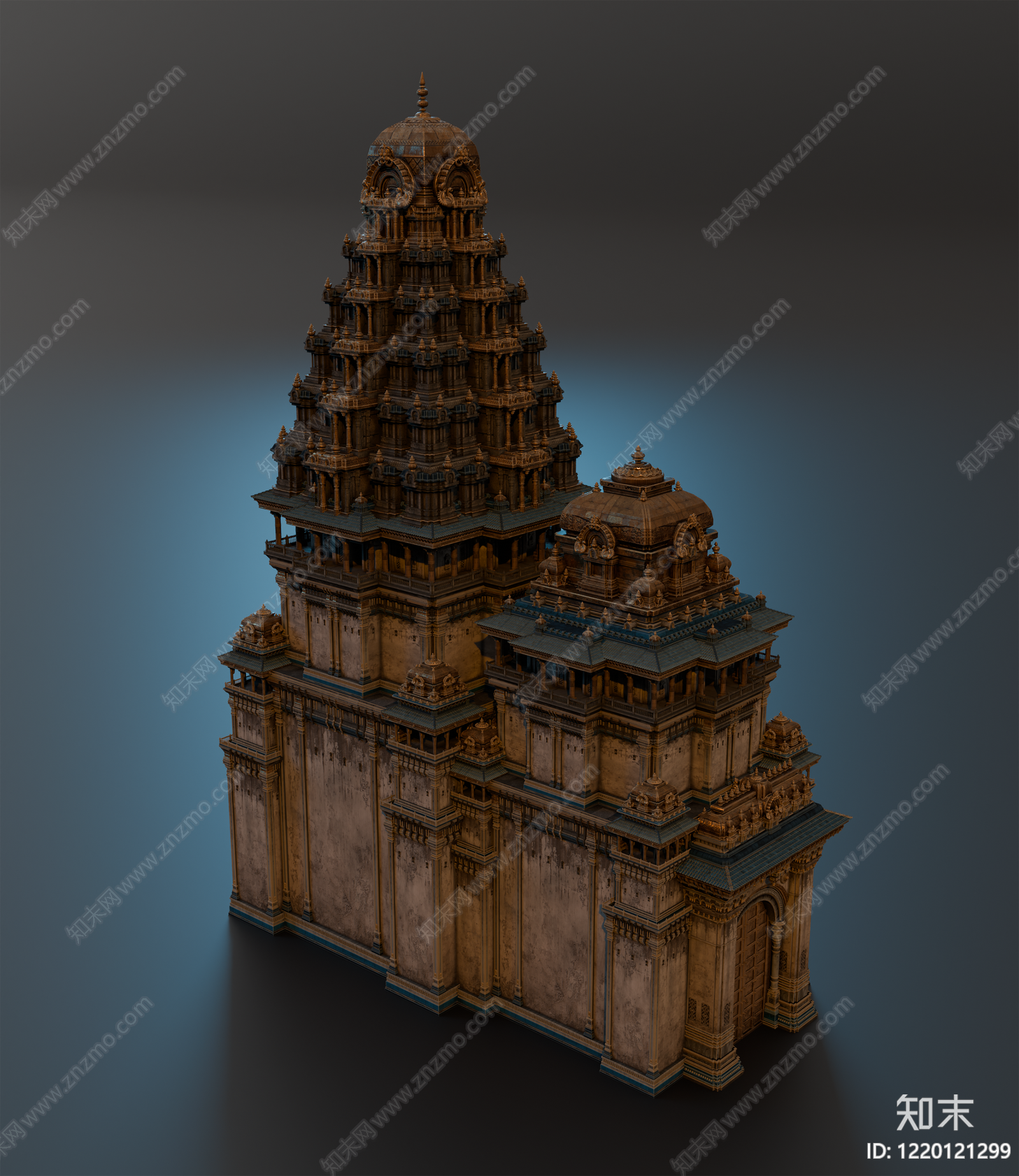 南印度神庙风格寺庙建筑SU模型下载【ID:1220121299】