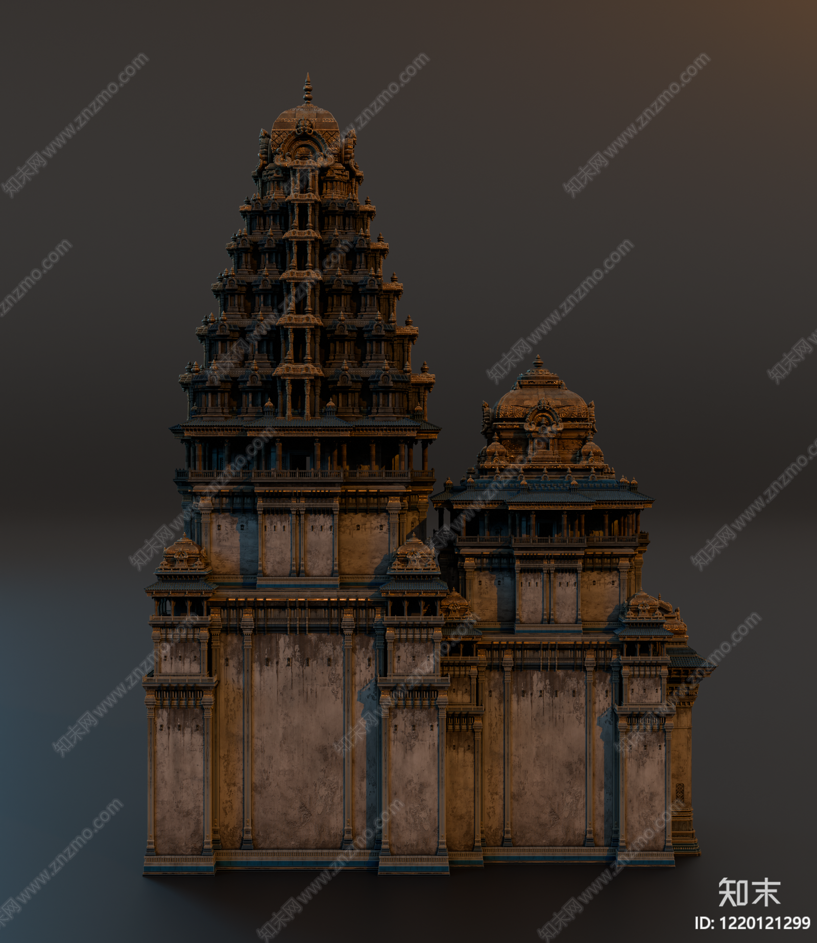 南印度神庙风格寺庙建筑SU模型下载【ID:1220121299】