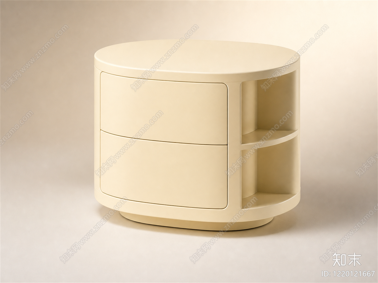 奶油风床头柜3D模型下载【ID:1220121667】
