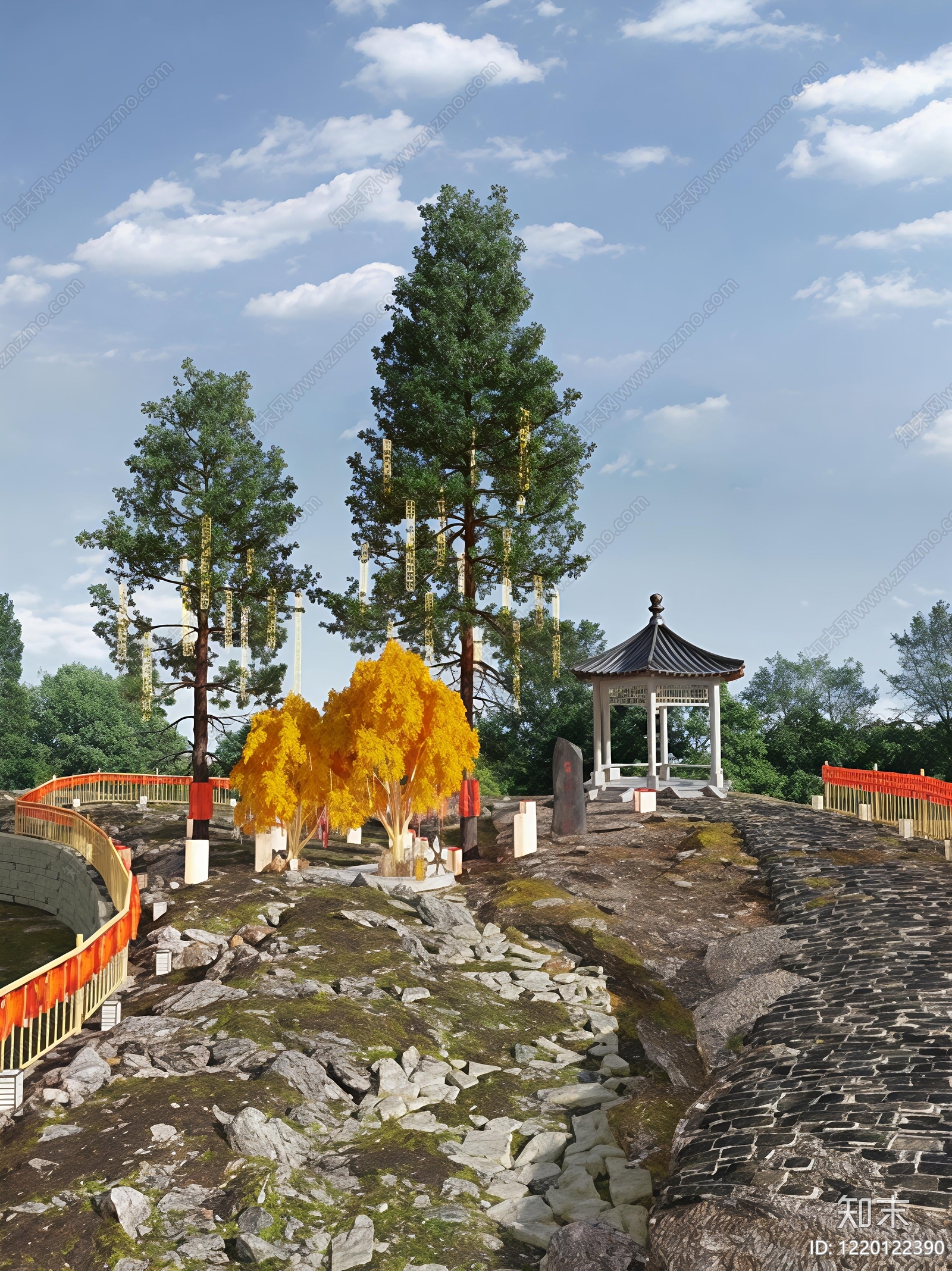 新中式景观文旅项目景观3D模型下载【ID:1220122390】