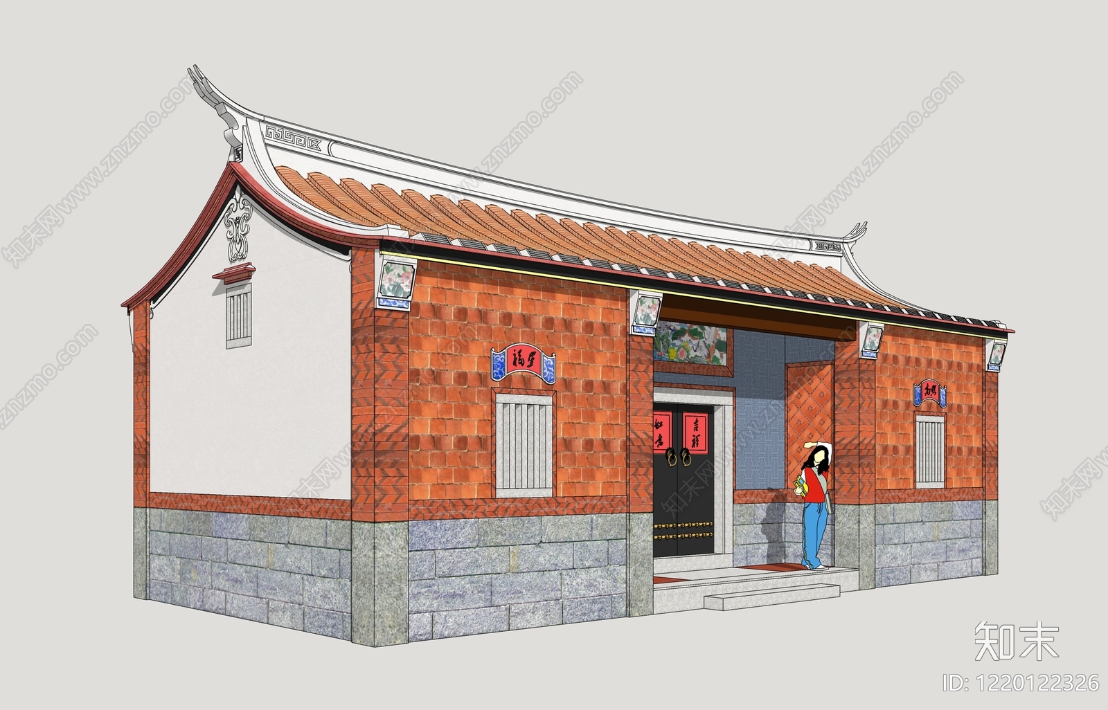 闽南传统民居风格乡村民房SU模型下载【ID:1220122326】