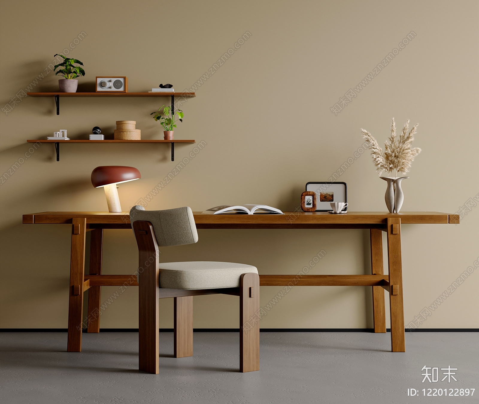 中古风书桌椅3D模型下载【ID:1220122897】