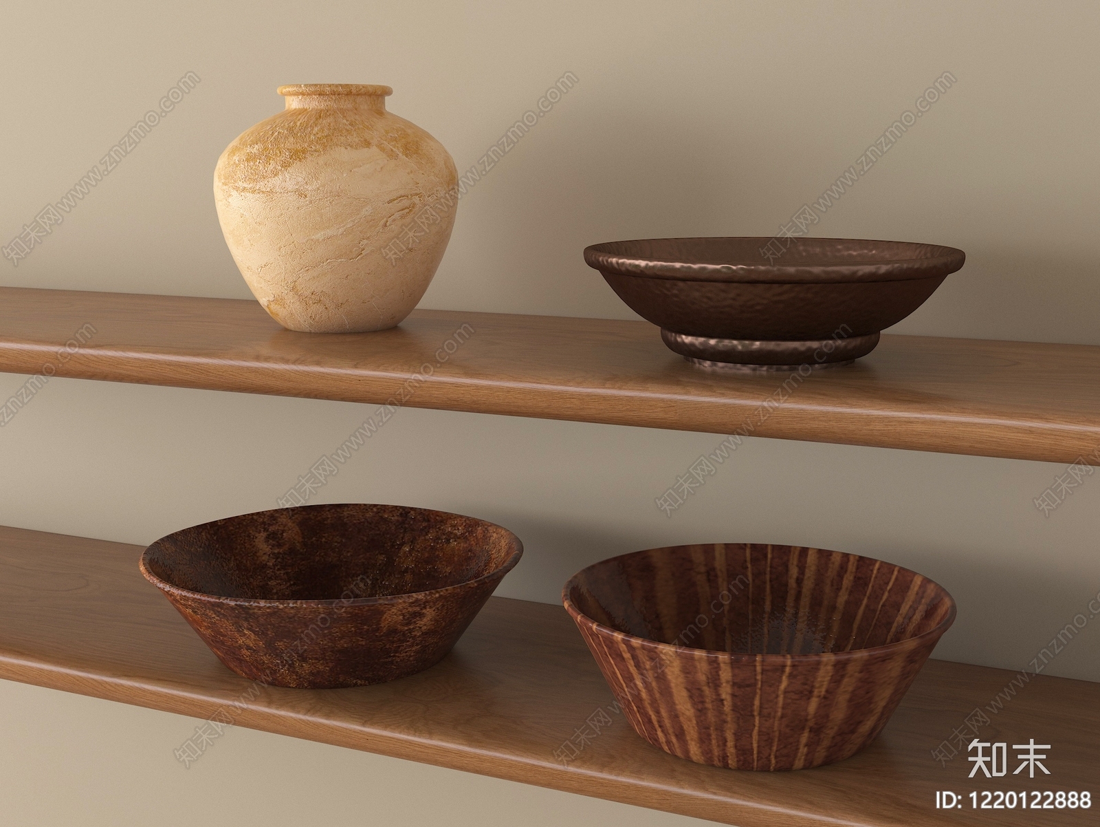 侘寂摆件组合3D模型下载【ID:1220122888】