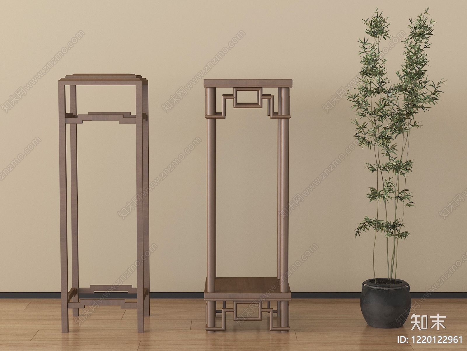 新中式花架3D模型下载【ID:1220122961】
