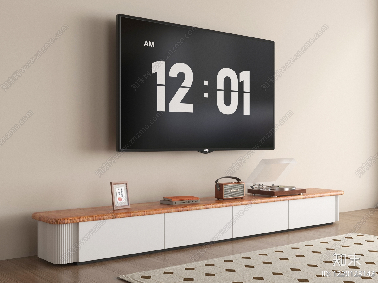 现代简约电视柜SU模型下载【ID:1220123143】